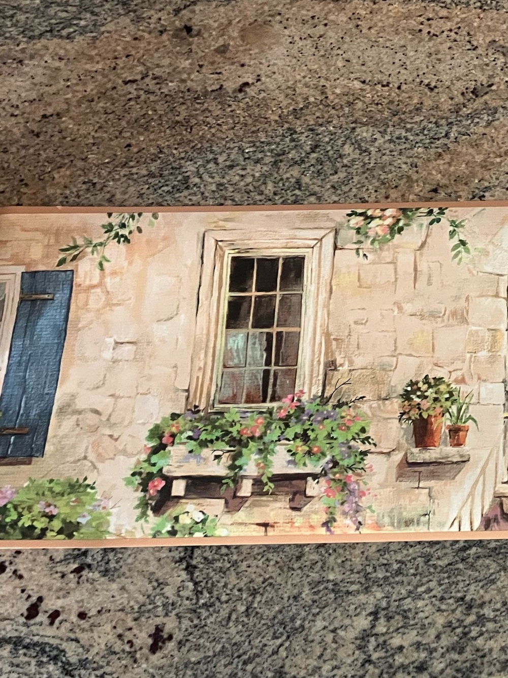 Cottage Window Wallpaper Border in Cream and Blue